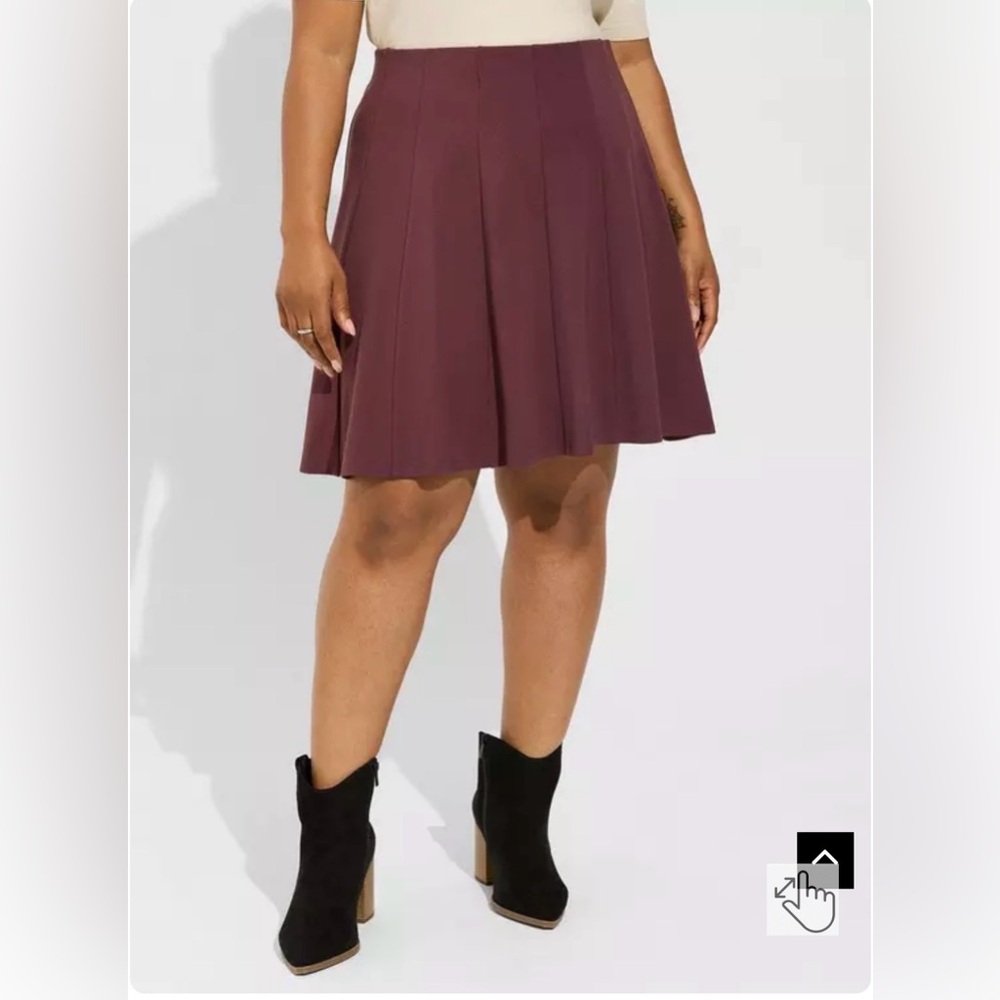 Torrid Ponte Seamed Circle Skirt in Dark Red - Picture 2 of 7